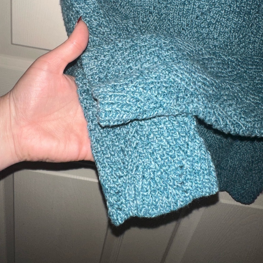 Sundance Teal turtle Neck Knit Sweater M cotton silk blend fall winter - Picture 3 of 5